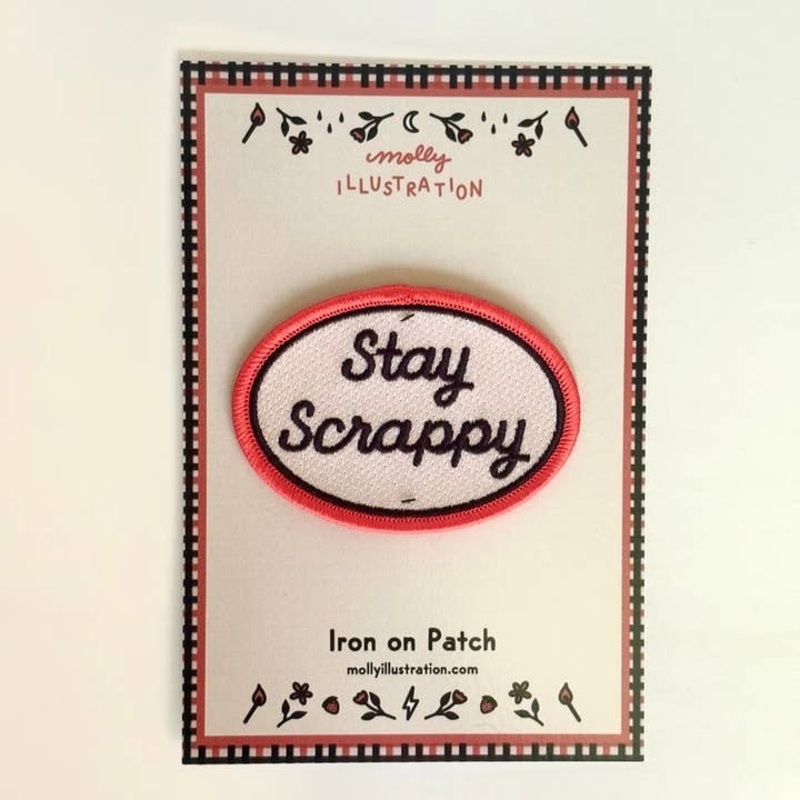 Stay Scrappy Vintage Style Embroidered Iron-On Patch