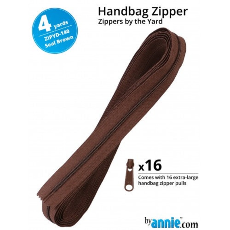 ByAnnie - Zippers by the Yard - 4y & 16 pulls - Seal Brown