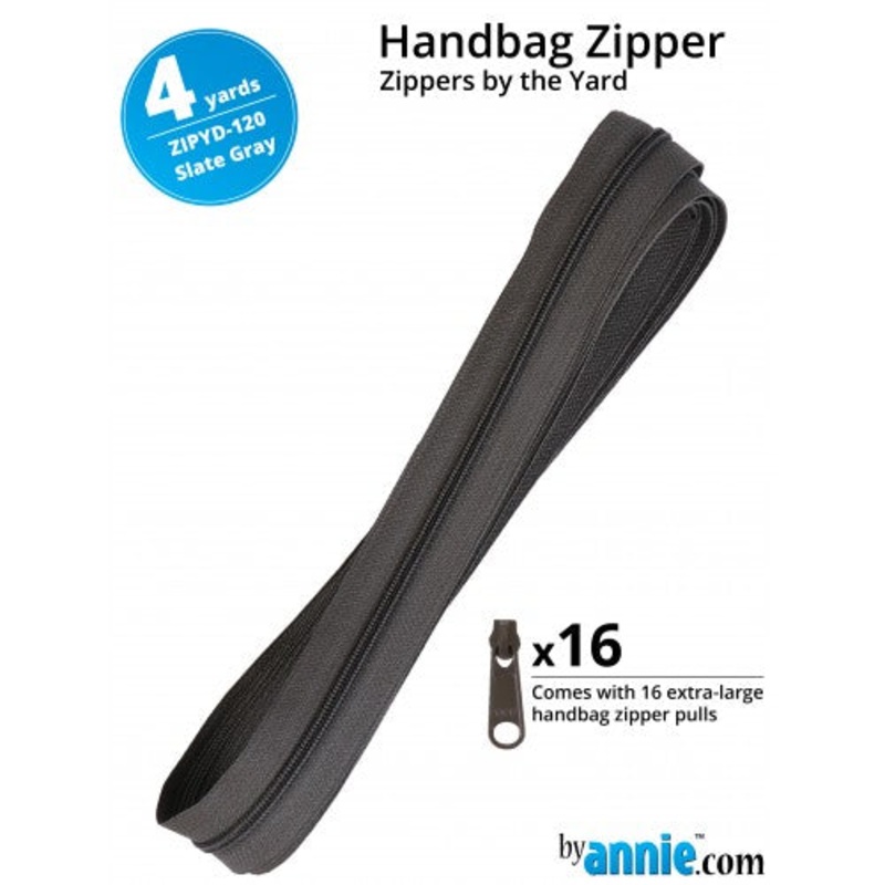 ByAnnie - Zippers by the Yard - 4y & 16 pulls - Slate Grey
