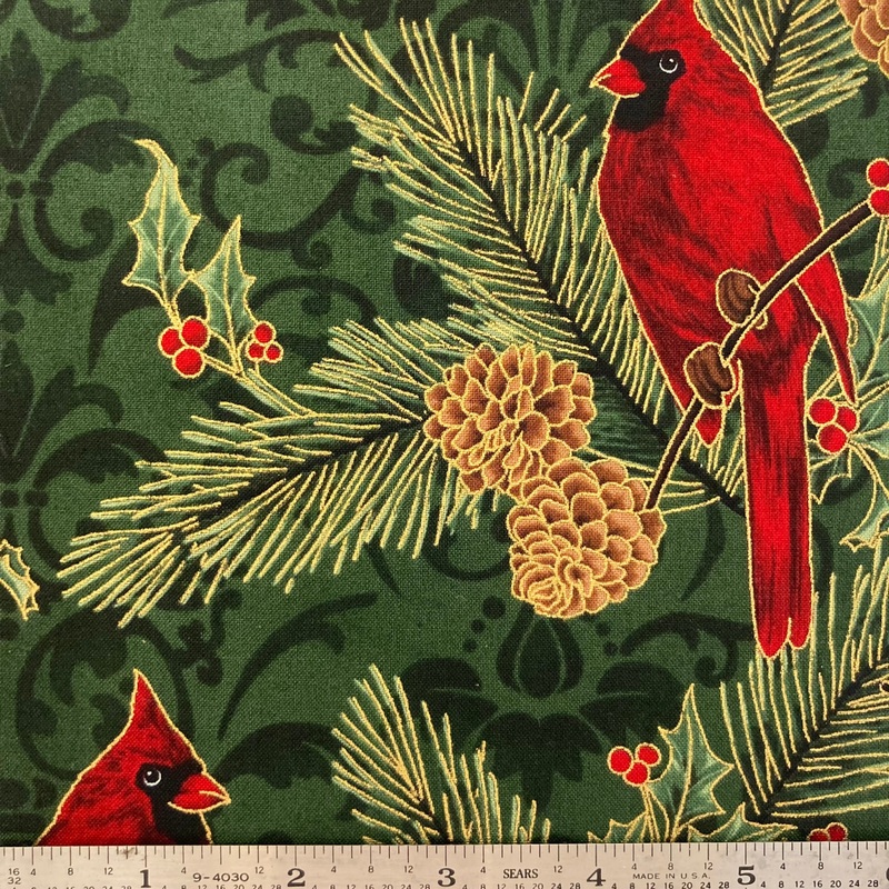 Joyful Traditions - Metallic Cardinals - Hunter