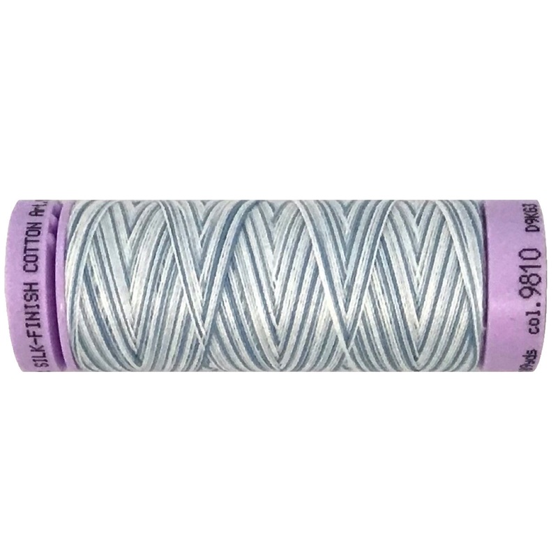Mettler Cotton 50wt Thread - 100mt - Variegated 9810 - Tranquil Blue