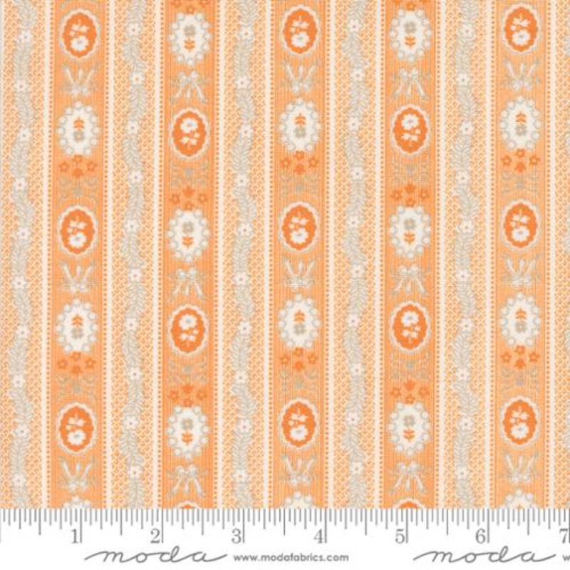 Agatha Road Wallpaper Stripes by Moda in Pumpkin