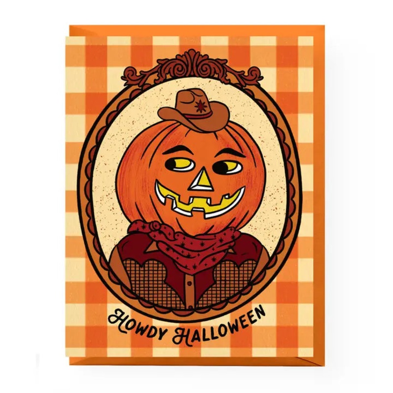 Howdy Halloween Cowboy Jack-O-Lantern Card