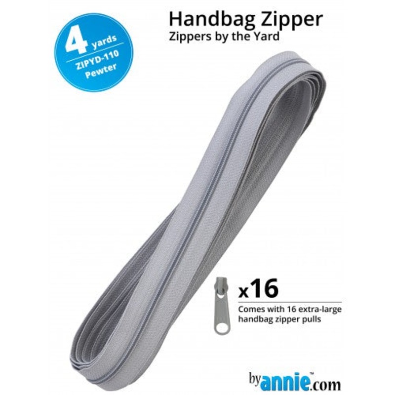 ByAnnie - Zippers by the Yard - 4y & 16 pulls - Pewter