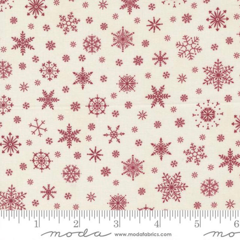 Poinsettia Plaza - Festive Flurries - Cream Crimson
