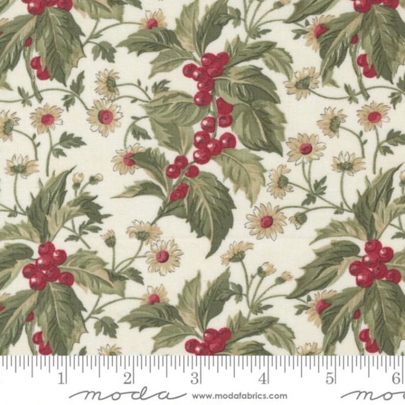 Poinsettia Plaza - Holly Berry - Cream