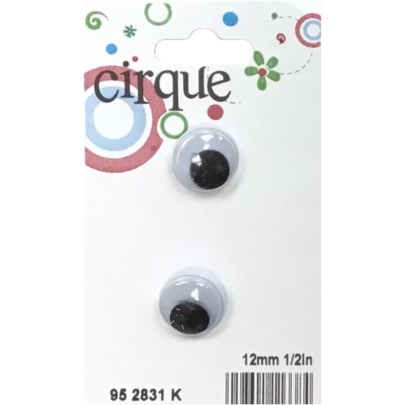Googly Eyes - 1/2 Buttons - 2 pack