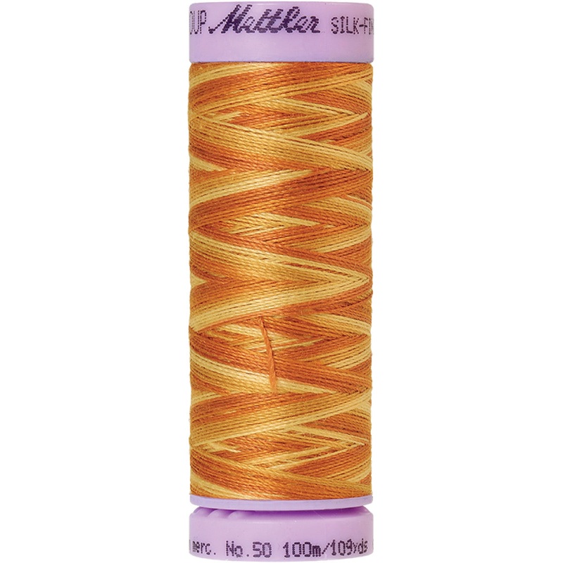 Mettler Cotton 50wt Thread - 100mt - Variegated 9831 - Orangeana