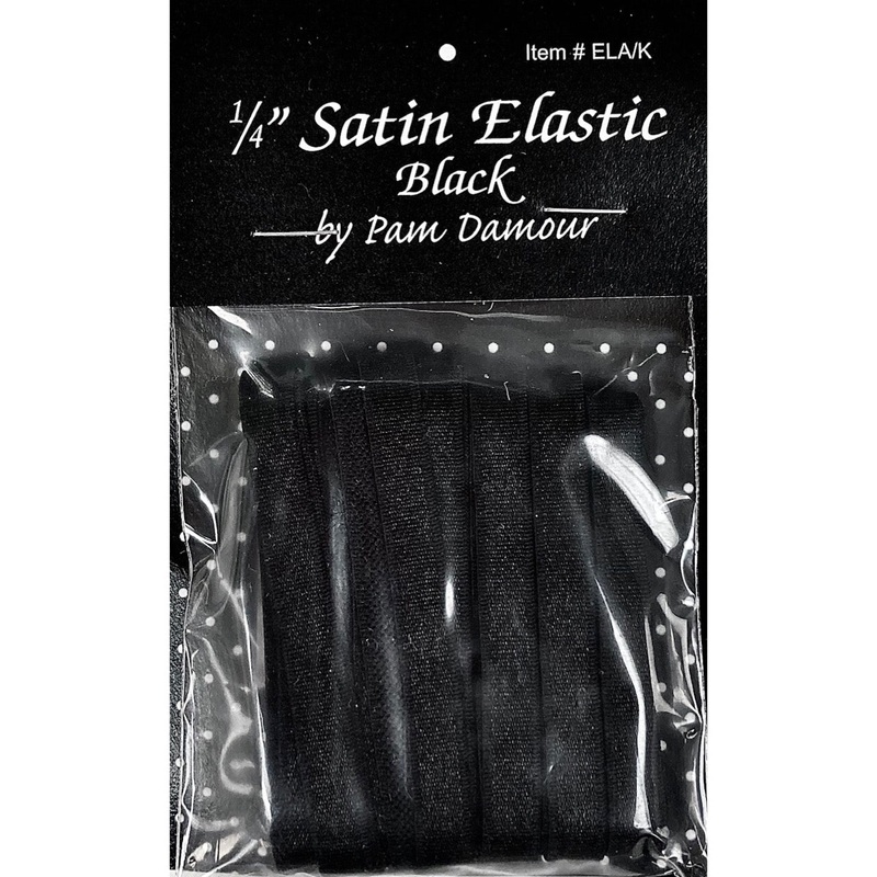 Satin Elastic - Black - 1/4 (6mm) - 4yd