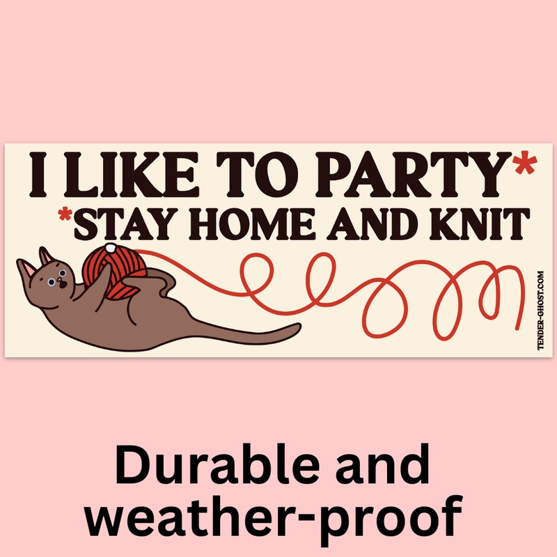 Stay Home And Knit Bumper Sticker