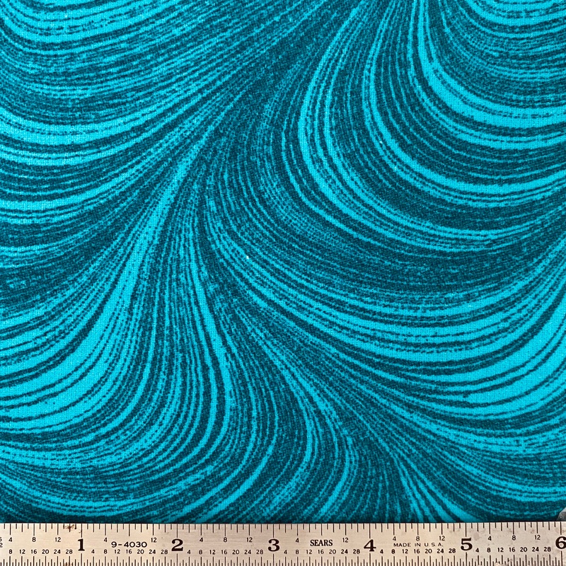 Wave Texture 108 Flannel Backing - Turquoise