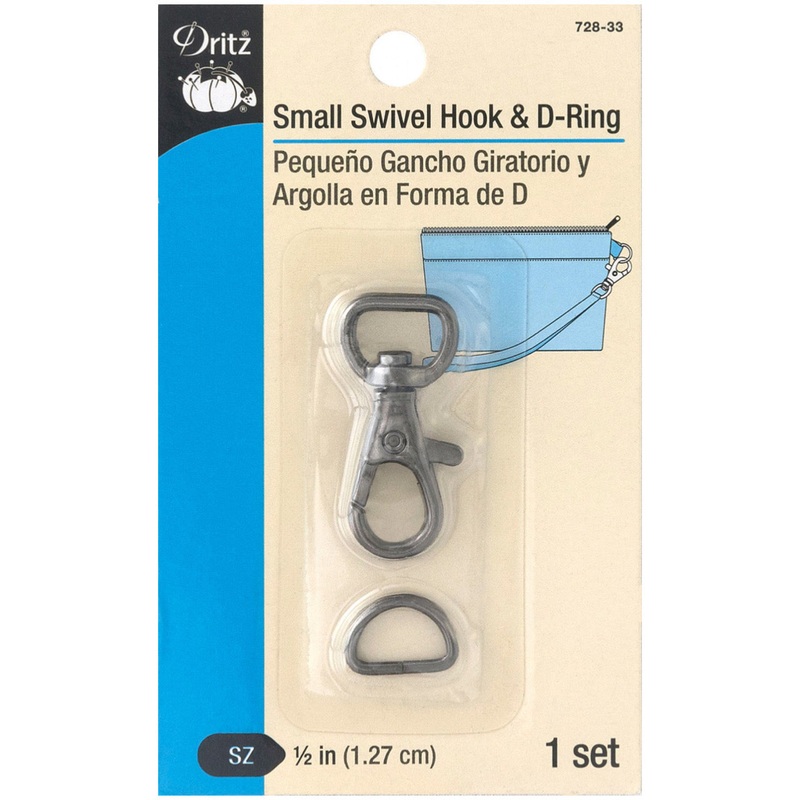 1/2 Swivel Hook & D-Ring - Gunmetal