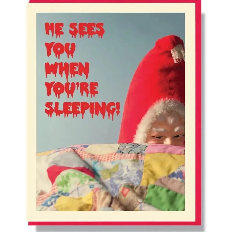 Creepy Santa Sees You When You're Sleeping Card
