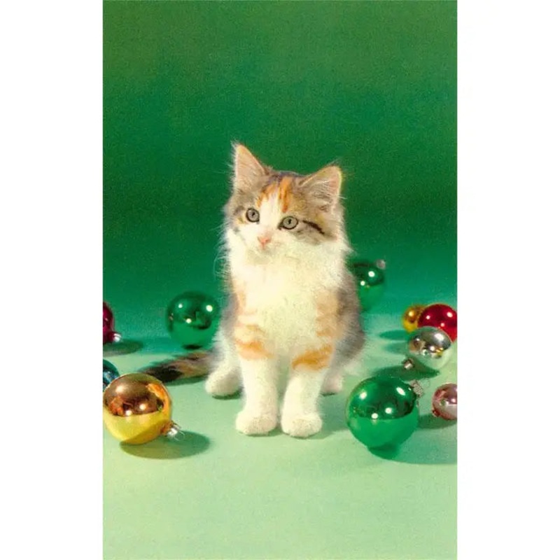 Other Kitten with Christmas Bulbs Card