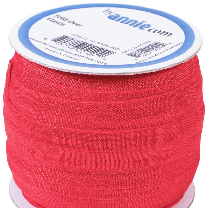 ByAnnie Fold Over Elastic - 20mm - Atom Red