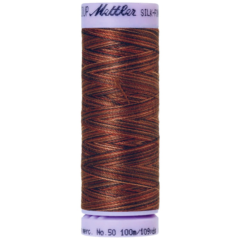 Mettler Cotton 50wt Thread - 100mt - Variegated 9852 - Chocolate
