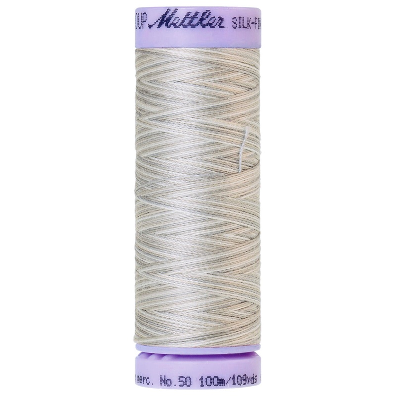 Mettler Cotton 50wt Thread - 100mt - Variegated 9860 - Dove Grey