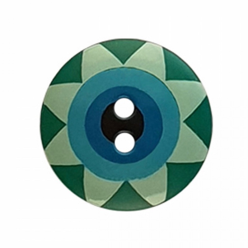 9/16 (15mm) Buttons - Star Flower - Green