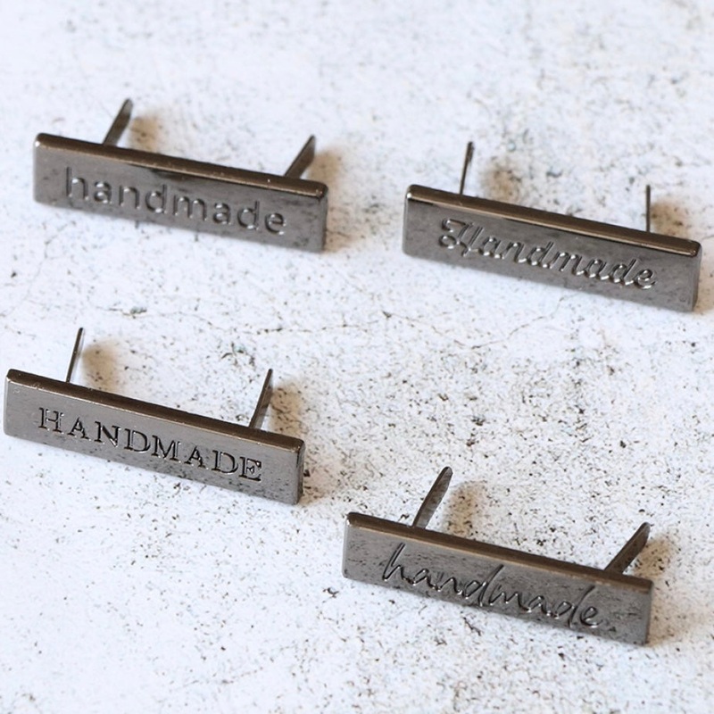 Purse Label  - Gunmetal - handmade - 4pc