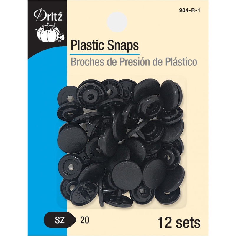 Plastic Snaps - 1/2 - 12pc - Black