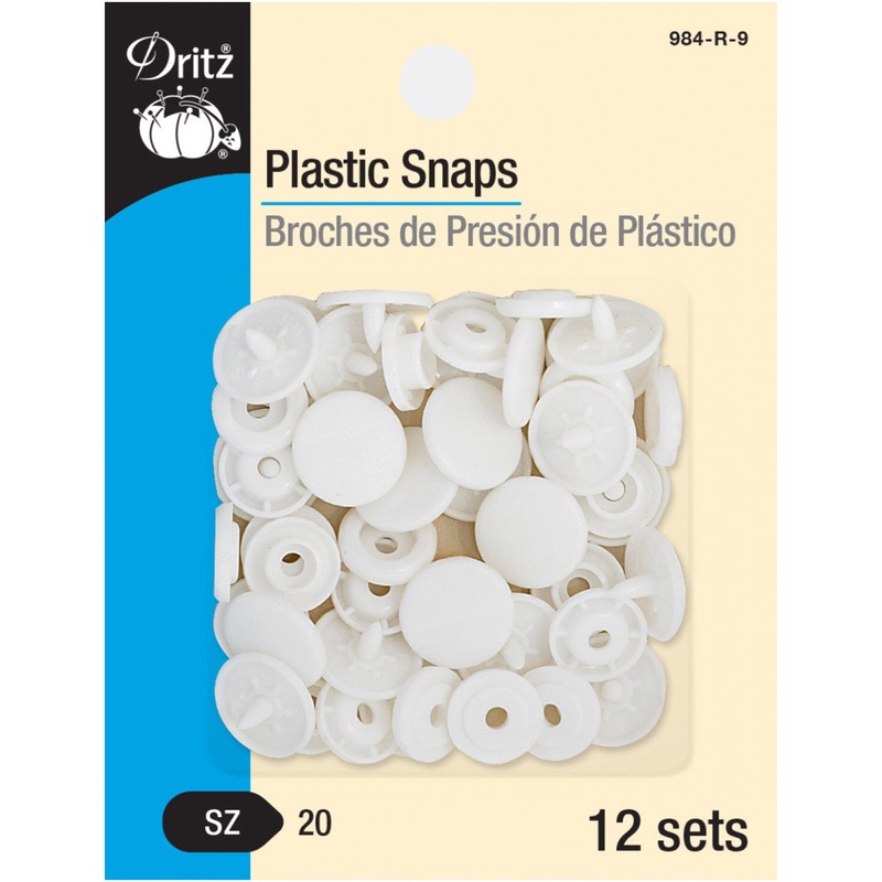 Plastic Snaps - 1/2 - 12pc - White