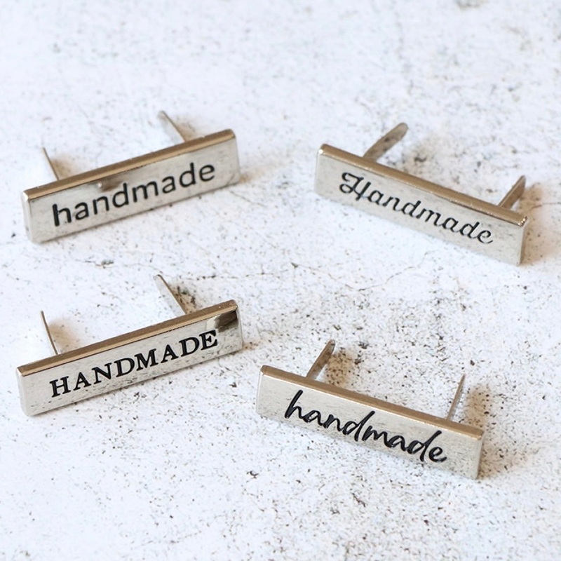 Purse Label  - Nickel - handmade - 4pc