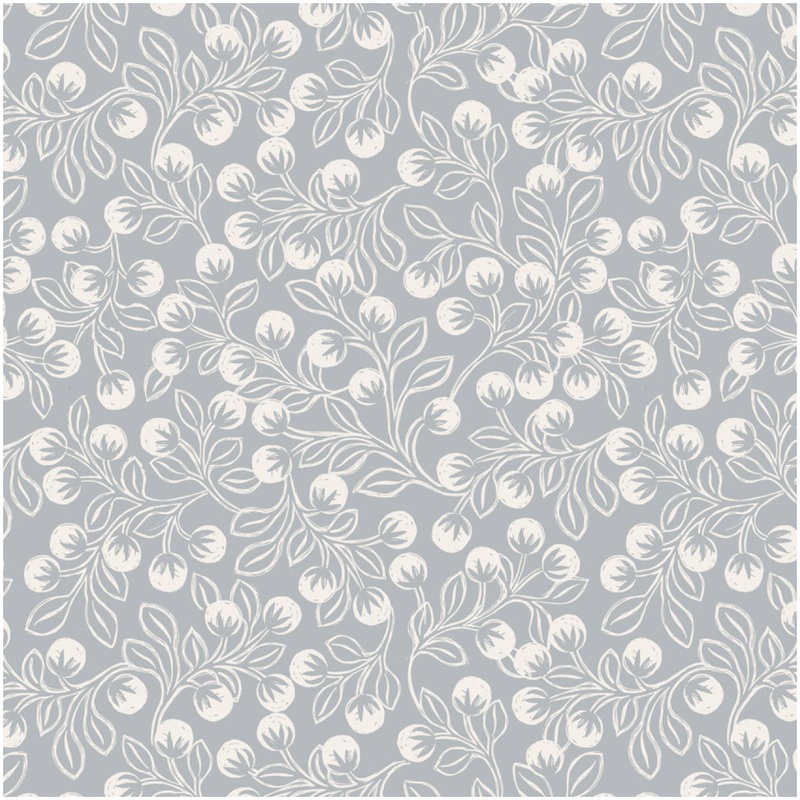 Snowberries Flannel - Grey-Half Meter
