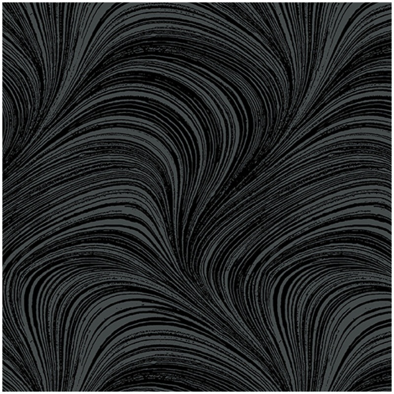 Wave Texture 108 Flannel Backing - Black