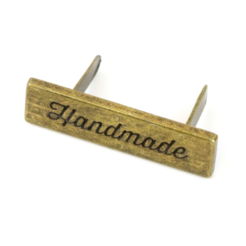 Purse Label  - Antique Brass - Script handmade