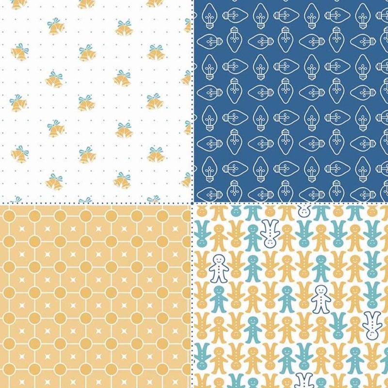 Cozy Christmas - Fat Quarter Panel - Navy