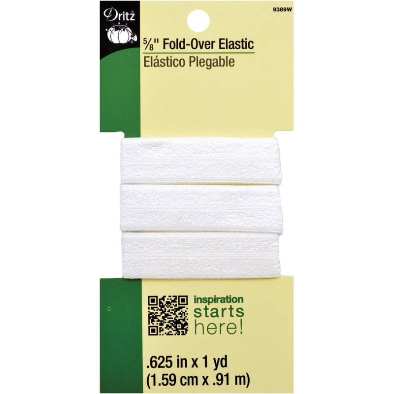5/8 Fold-Over Elastic - White