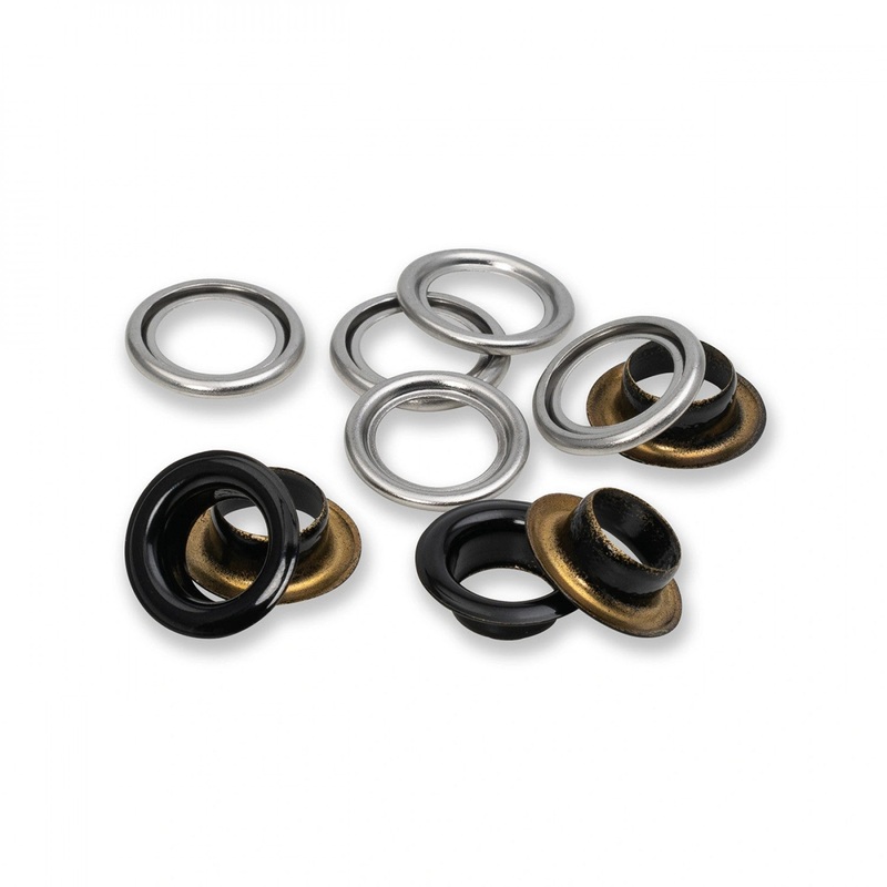 Eyelets with Washers - 14mm - 15 pack - Black