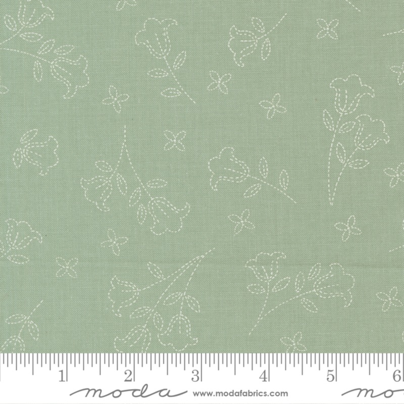 Sunbonnet - Embroidered Blooms - Dusty Blue
