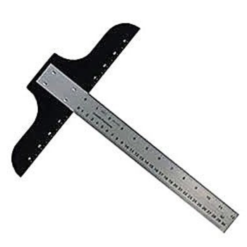 Non-Slip Standard T-Square (T Square), 12, Aluminum with Hang Hole, Calibrated in Inches & CMs