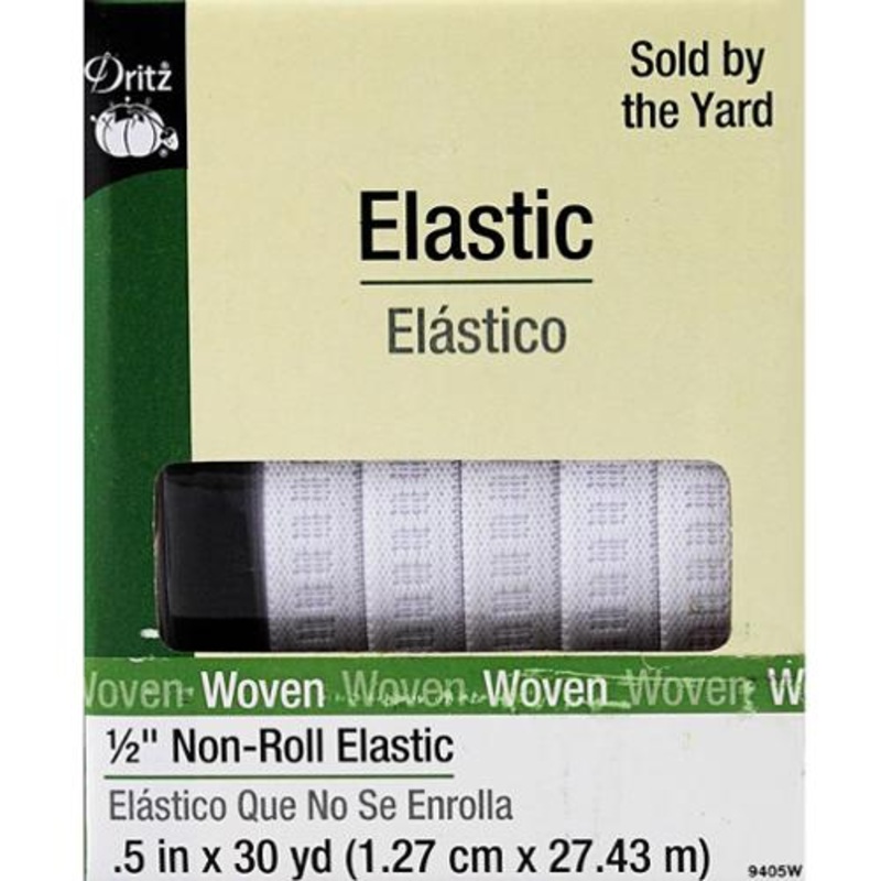 1/2 White | Dritz Non-Roll Elastic | By the Yard