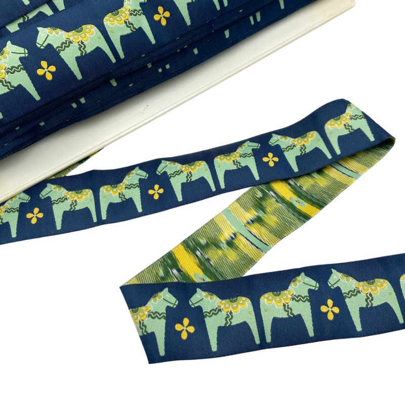 1.5 Blue Dala Horse | Jacquard Ribbon