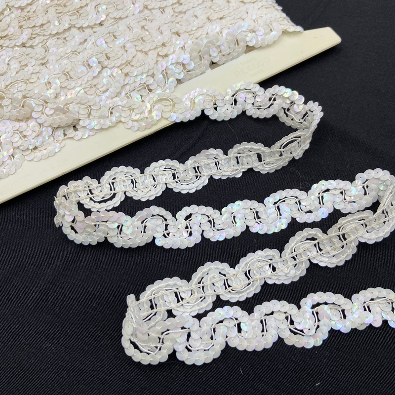 1 Iridescent White | Sequin Trim