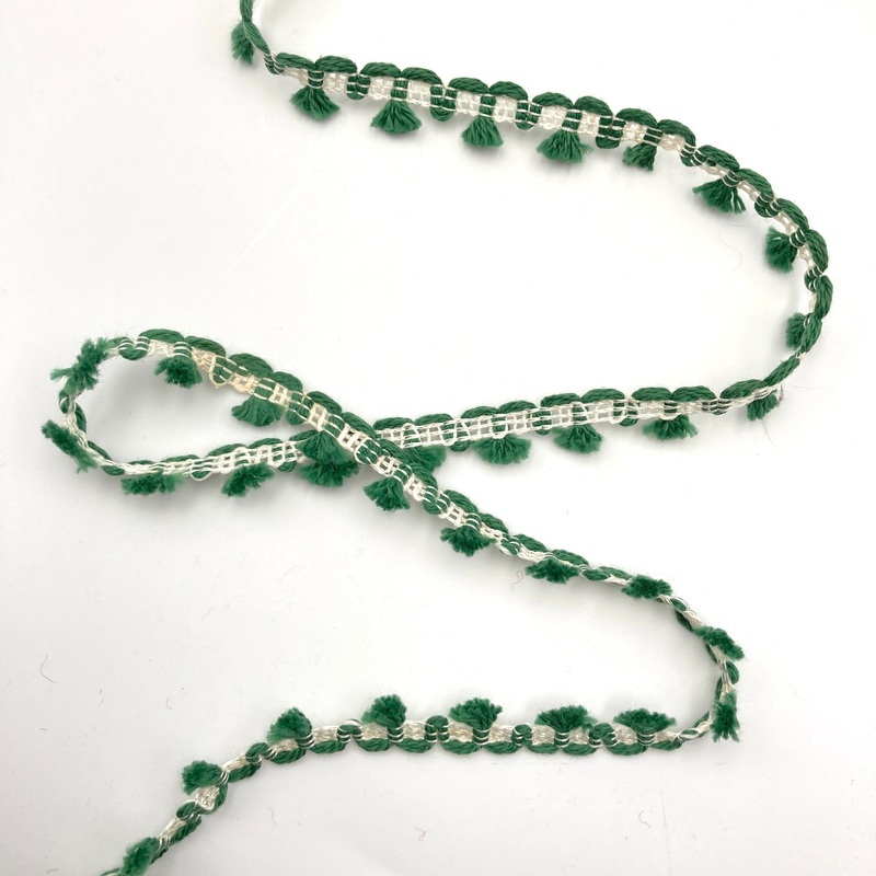 Green + White Tassel Trim
