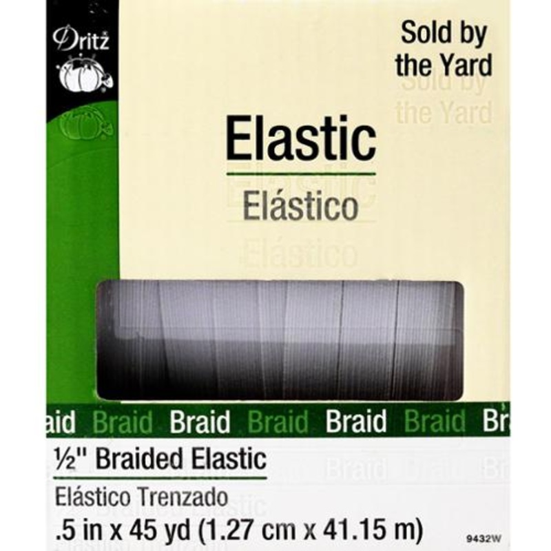 1/2 Braided White Elastic | By the Yard