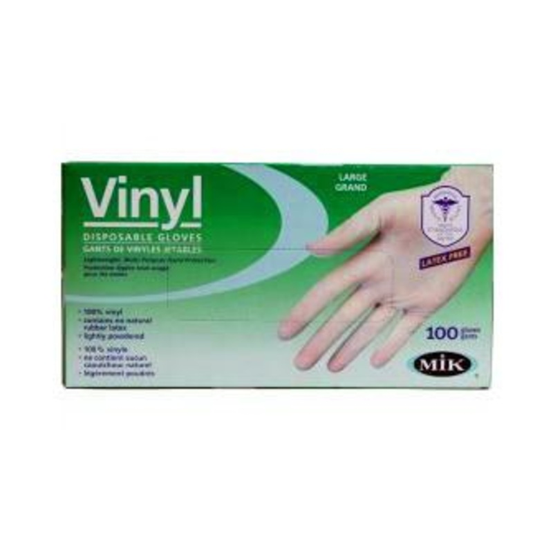 Vinyl Disposable Gloves (Lightly Powdered) in Size Medium, 100pc. CLEARANCE
