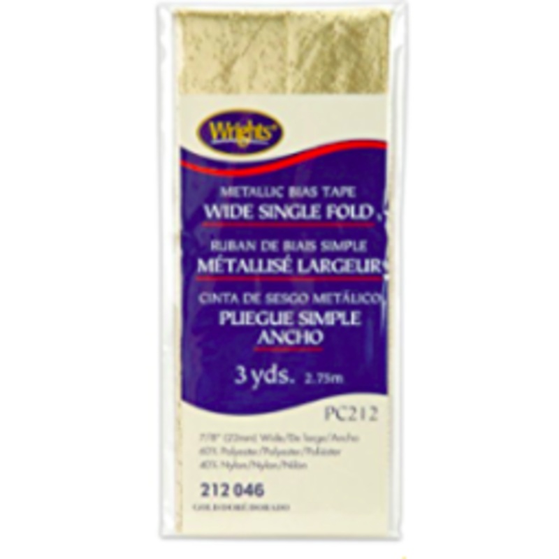 Wrights Wide Single Fold Bias Tape in Gold Lame