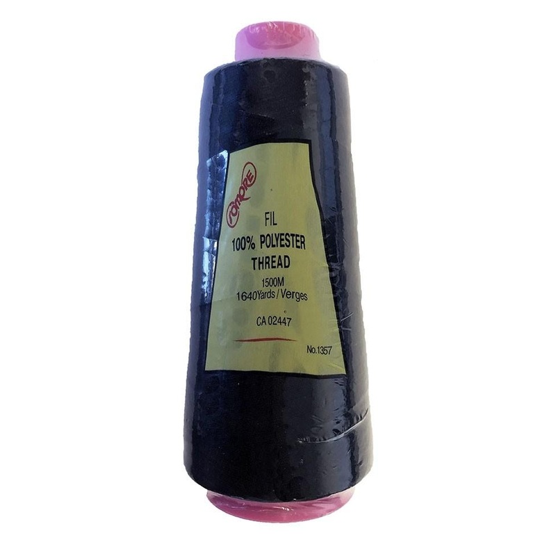 Symak 100% Polyester Serger Thread, Black (1500M Metre/1640 Yards)