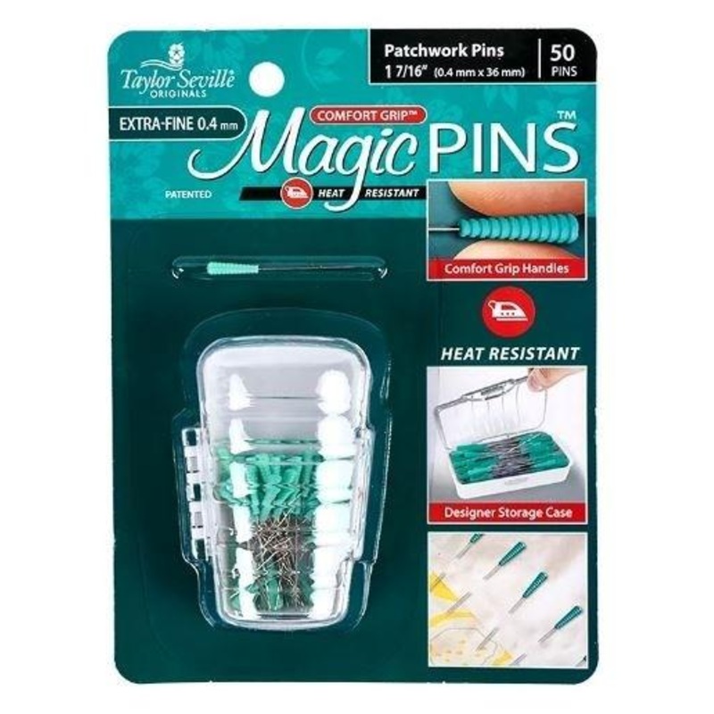 Taylor Seville Magic Extra-Fine Patchwork Heat Resistant Pins, 1 7/16 (0.4mm x 36mm), 50 Pins