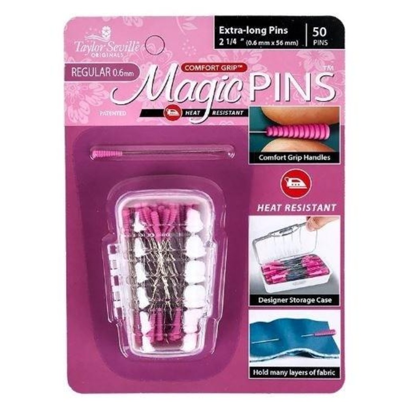 Taylor Seville Magic Extra-Long Heat Resistant Pins, 2 1/4 (0.6mm x 56mm), 50 Pins