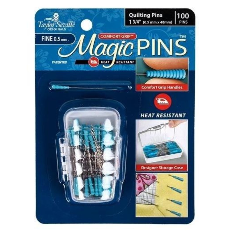 Taylor Seville Magic Fine Quilting Heat Resistant Pins, 1 3/4 (0.5mm x 48mm), 100 Pins