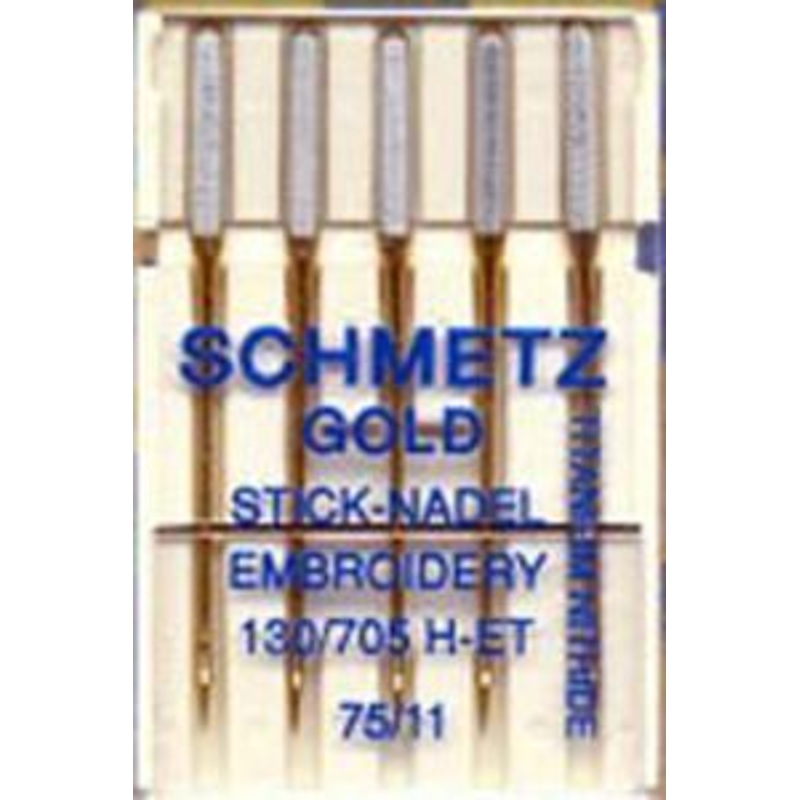 Schmetz Embroidery GOLD Needles, 5 Count, Size 75/11 (Bulk Package, Carded)