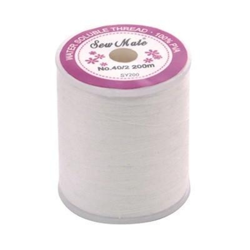 Sew Mate Wash Away Water Soluble Thread in White, 200 Metres (100% PVA)