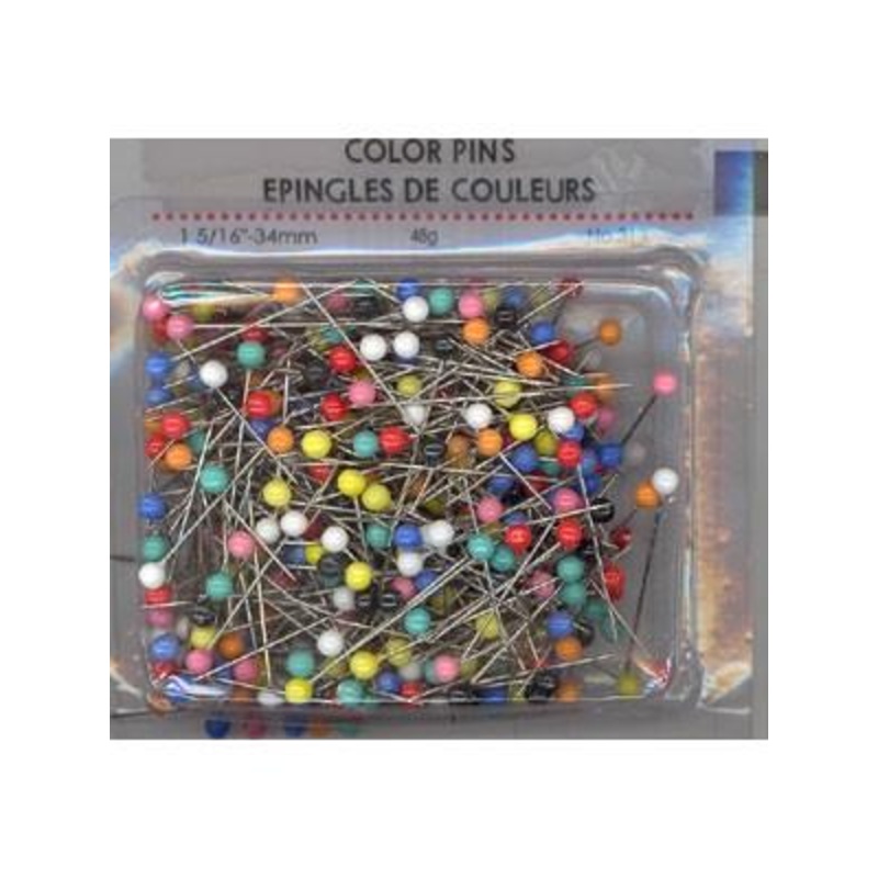 Pins, 48g, Assorted Colour Head