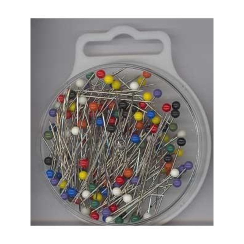 Plastic-Headed Pins, 34x0.65mm, 15g, Assorted Colours, 145 count
