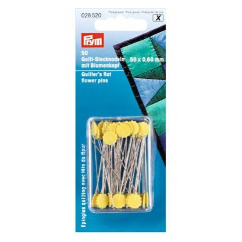 Prym Heat Resistant Quilters Flat Flower Head Pins, 50mm, 50 count